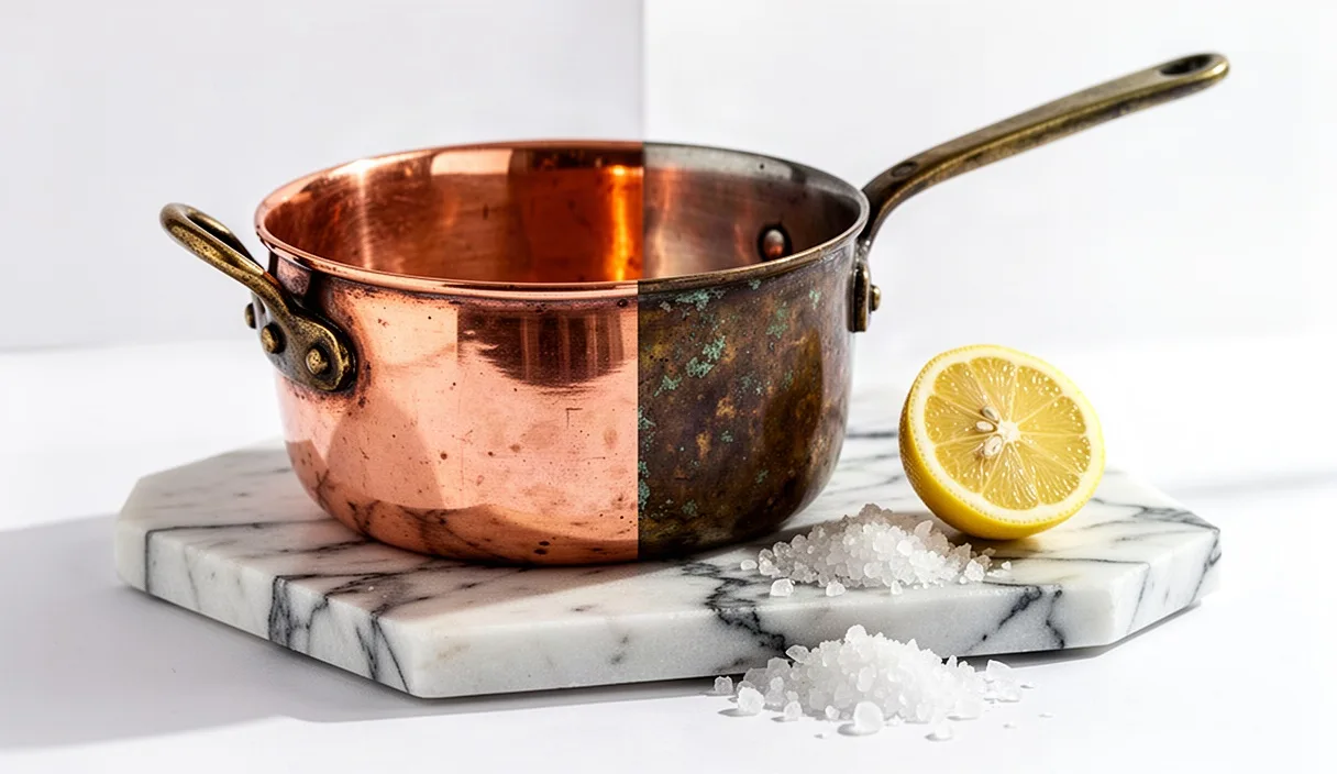 Restoring Tarnished Copper Pots with Salt and Vinegar
